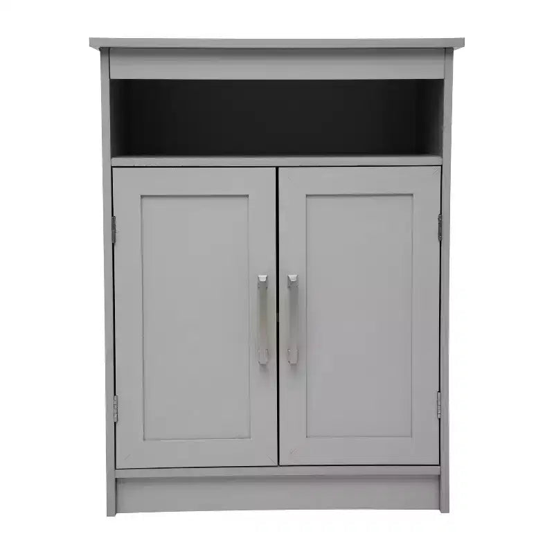 Bathroom Storage Cabinet with Adjustable Cabinet Shelf, Upper Open Shelf, and Magnetic Closure Doors