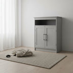 Merrick Lane Bathroom Storage Cabinet with Adjustable Cabinet Shelf, Upper Open Shelf, and Magnetic Closure Doors