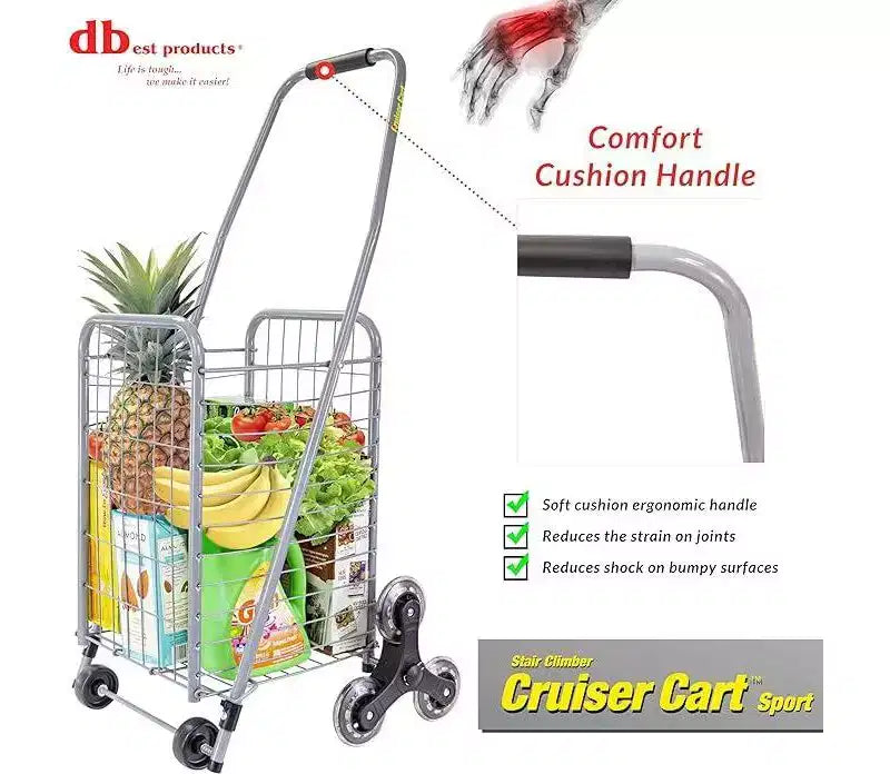 Chariot de courses pliable léger compact avec roues pour escaliers
