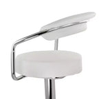 Tabouret de bar rétro en similicuir, réglable en hauteur, blanc, avec poignées et piètement chromés