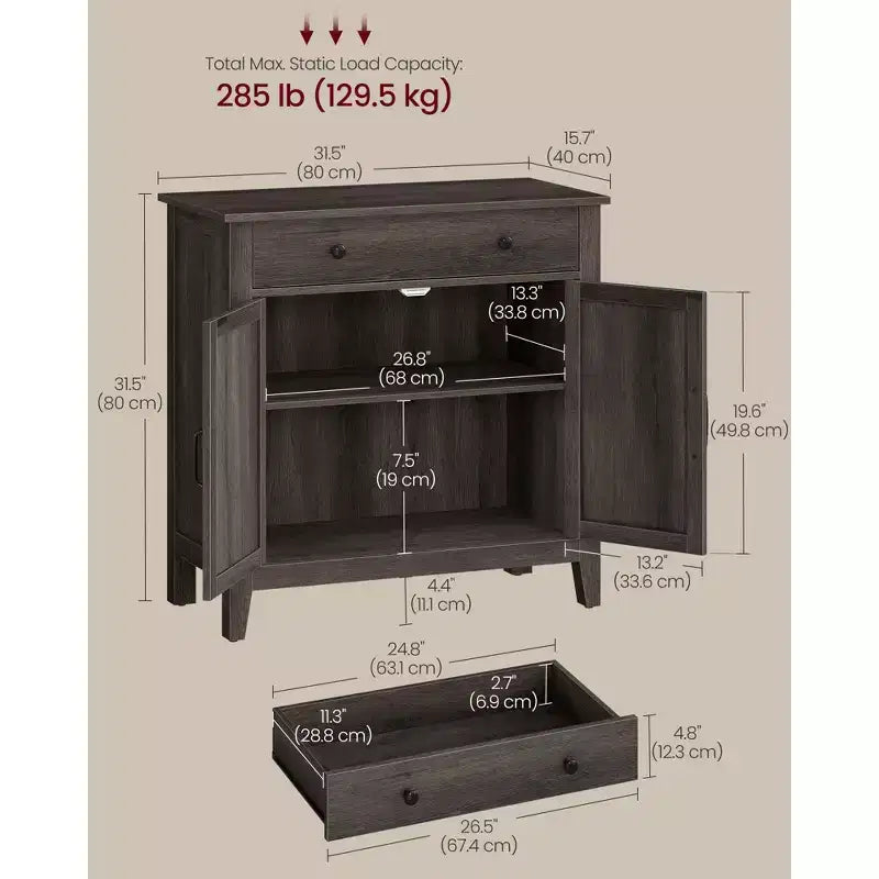 Buffet Cabinet, Sideboard Cabinet with Storage and Drawer, with Doors, Height Adjustable Shelf