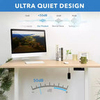 Bureau assis-debout électrique à deux moteurs avec plateau de 55 pouces, érable et blanc