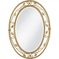 Noble Park Eden Park Oval Vanity Wall Mirror Vintage French Beveled Glass Vine Flower Gold Metal Frame 24 Wide for Bathroom Home
