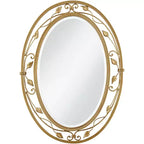 Noble Park Eden Park Oval Vanity Wall Mirror Vintage French Beveled Glass Vine Flower Gold Metal Frame 24 Wide for Bathroom Home