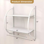 Étagère murale de salle de bain avec porte-serviettes à 2 niveaux et 2 barres de serviettes pour hôtel Blanc/Argent