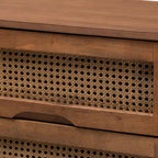 Ensemble de chambre à coucher Baxton Studio Rina en bois de noyer de style moderne du milieu du siècle avec rotin synthétique