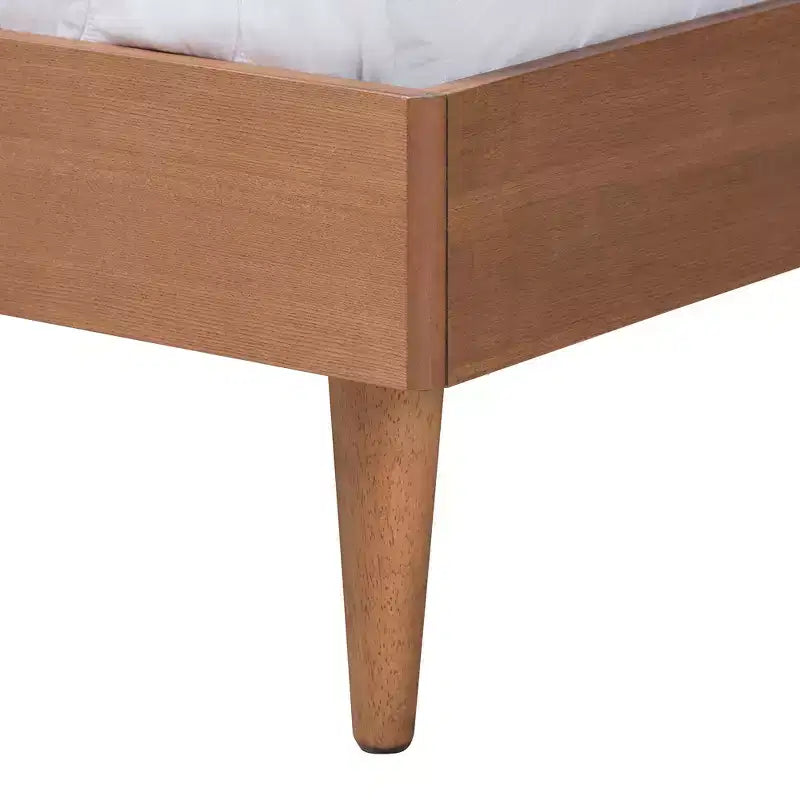 Ensemble de chambre à coucher Baxton Studio Rina en bois de noyer de style moderne du milieu du siècle avec rotin synthétique