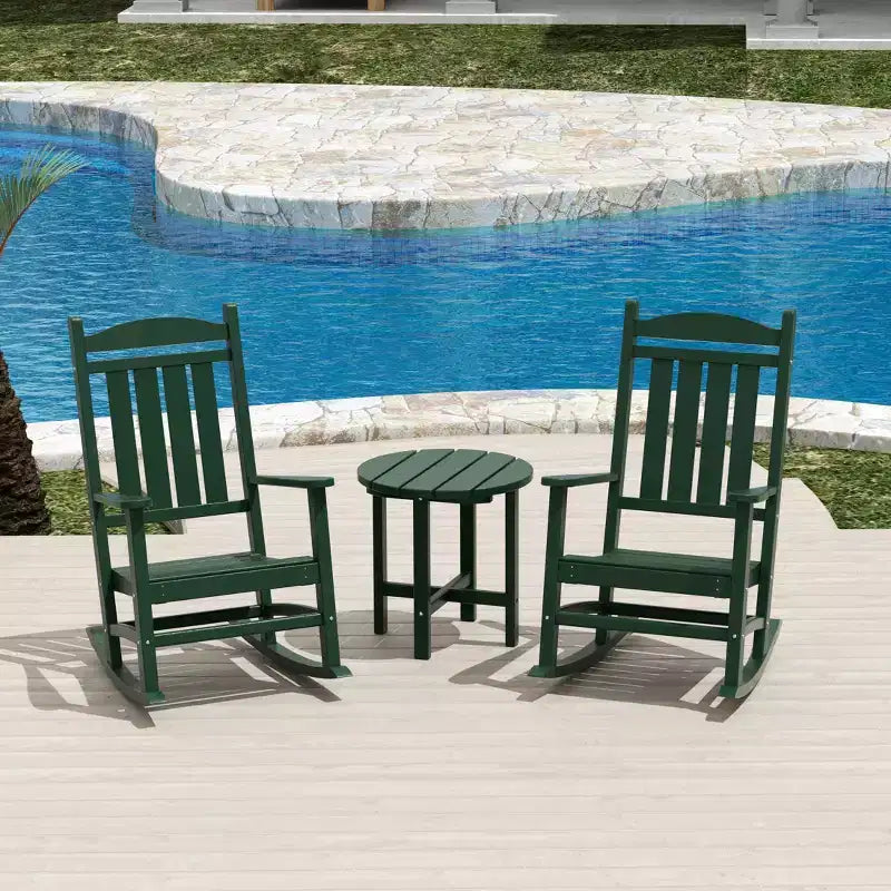 Ensemble de 3 chaises à bascule de véranda avec table d'appoint ronde WestinTrends