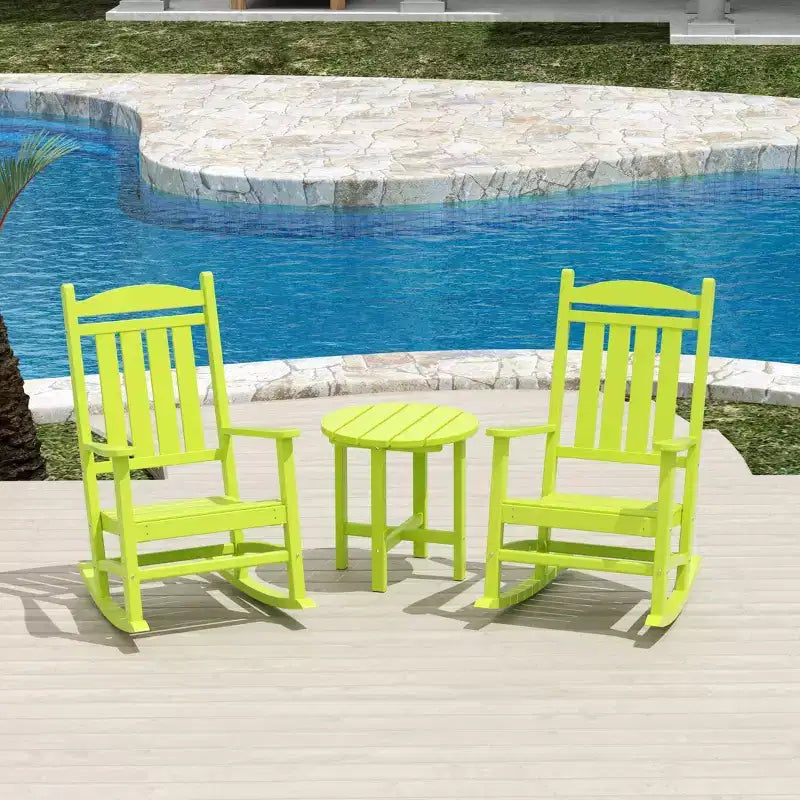 Ensemble de 3 chaises à bascule de véranda avec table d'appoint ronde WestinTrends