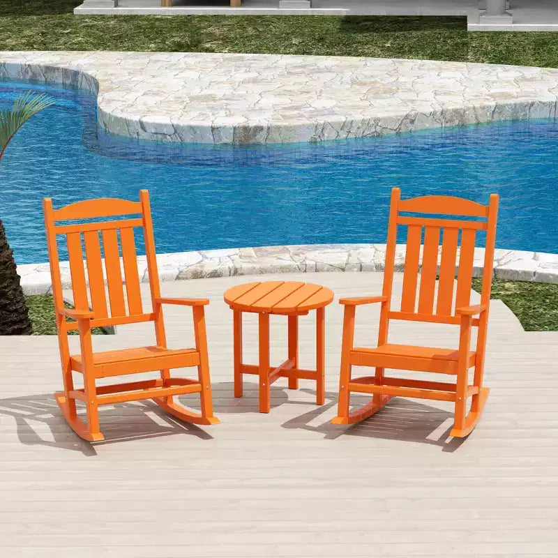 Ensemble de 3 chaises à bascule de véranda avec table d'appoint ronde WestinTrends