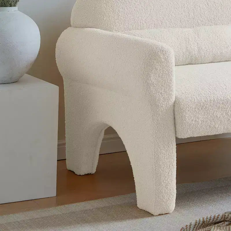 Ensemble rembourré Boucle moderne 2 pièces/Causeuse/Canapés 1 place avec accoudoirs et pieds touffetés 4A - ModernLuxe