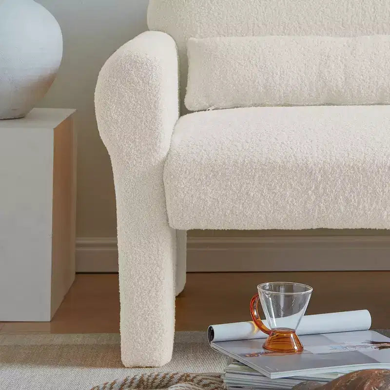Ensemble rembourré Boucle moderne 2 pièces/Causeuse/Canapés 1 place avec accoudoirs et pieds touffetés 4A - ModernLuxe