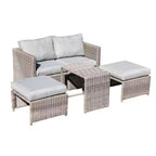 Sunsitt Ensemble de balcon extérieur 5 pièces en acier et osier