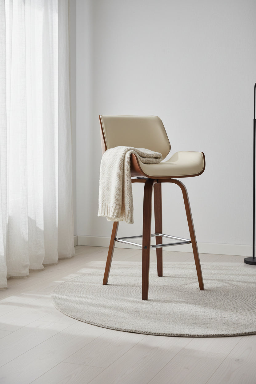30" Tyler Swivel Faux Leather Wood Barstool - Armen Living
