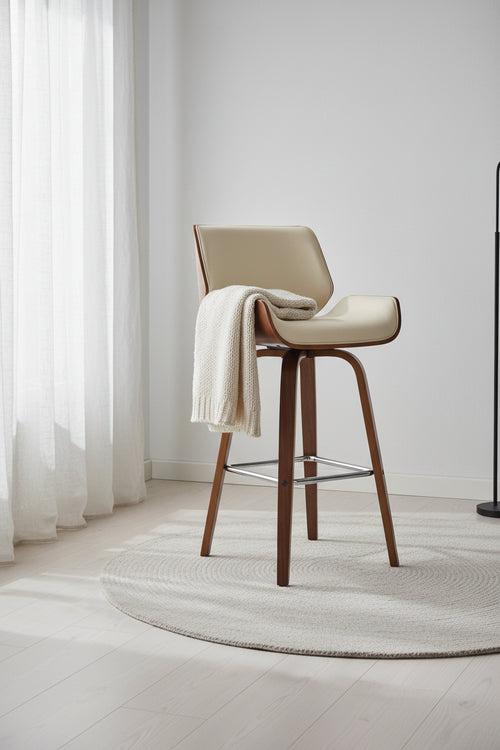 30" Tyler Swivel Faux Leather Wood Barstool - Armen Living