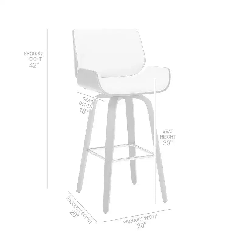 Tabouret de bar pivotant en similicuir et bois de 30 po