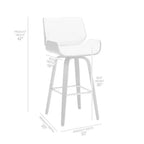 Tabouret de bar pivotant en similicuir et bois de 30 po