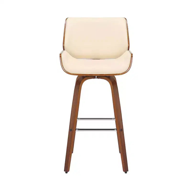 30" Swivel Faux Leather Wood Barstool