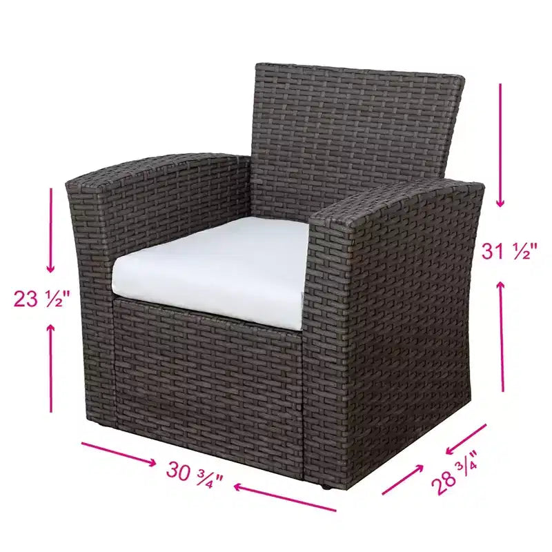 Ensemble de canapé de conversation en rotin tressé d'extérieur 4 pièces avec table basse WestinTrends