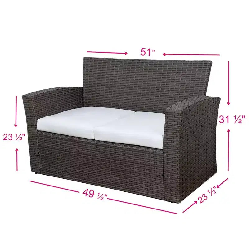 Ensemble de canapé de conversation en rotin tressé d'extérieur 4 pièces avec table basse WestinTrends