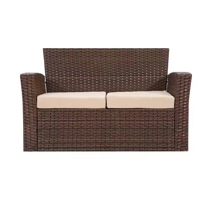 Ensemble de canapé de conversation en rotin tressé d'extérieur 4 pièces avec table basse WestinTrends