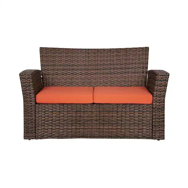 Ensemble de canapé de conversation en rotin tressé d'extérieur 4 pièces avec table basse WestinTrends