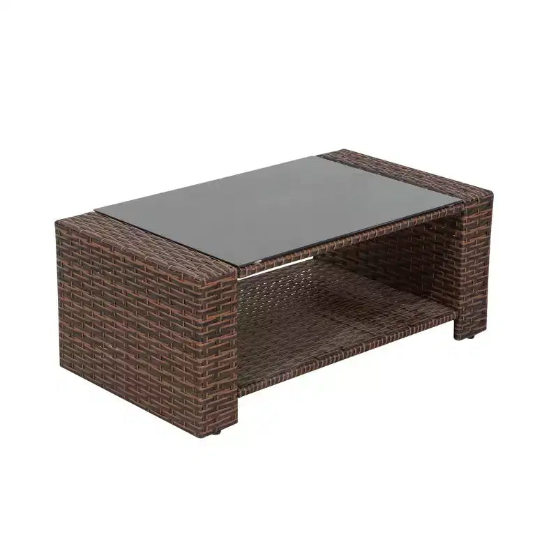 Ensemble de canapé de conversation en rotin tressé d'extérieur 4 pièces avec table basse WestinTrends