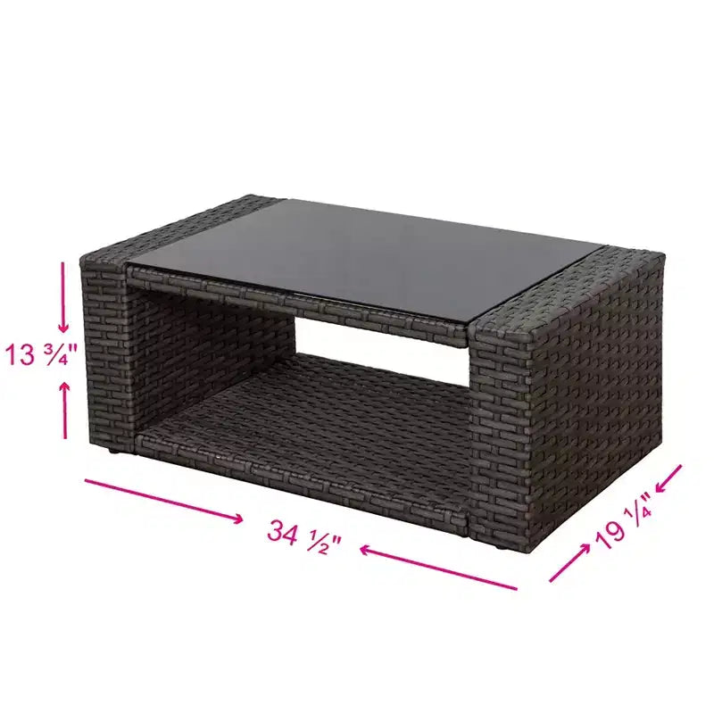 Ensemble de canapé de conversation en rotin tressé d'extérieur 4 pièces avec table basse WestinTrends