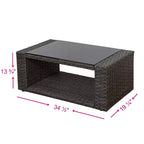 Ensemble de canapé de conversation en rotin tressé d'extérieur 4 pièces avec table basse WestinTrends