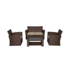 Ensemble de canapé de conversation en rotin tressé d'extérieur 4 pièces avec table basse WestinTrends