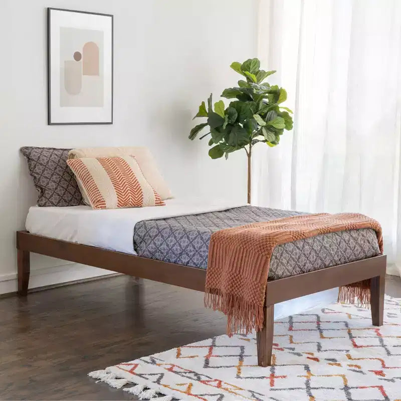 Lit plateforme jumeau et table de chevet Powell Pensy