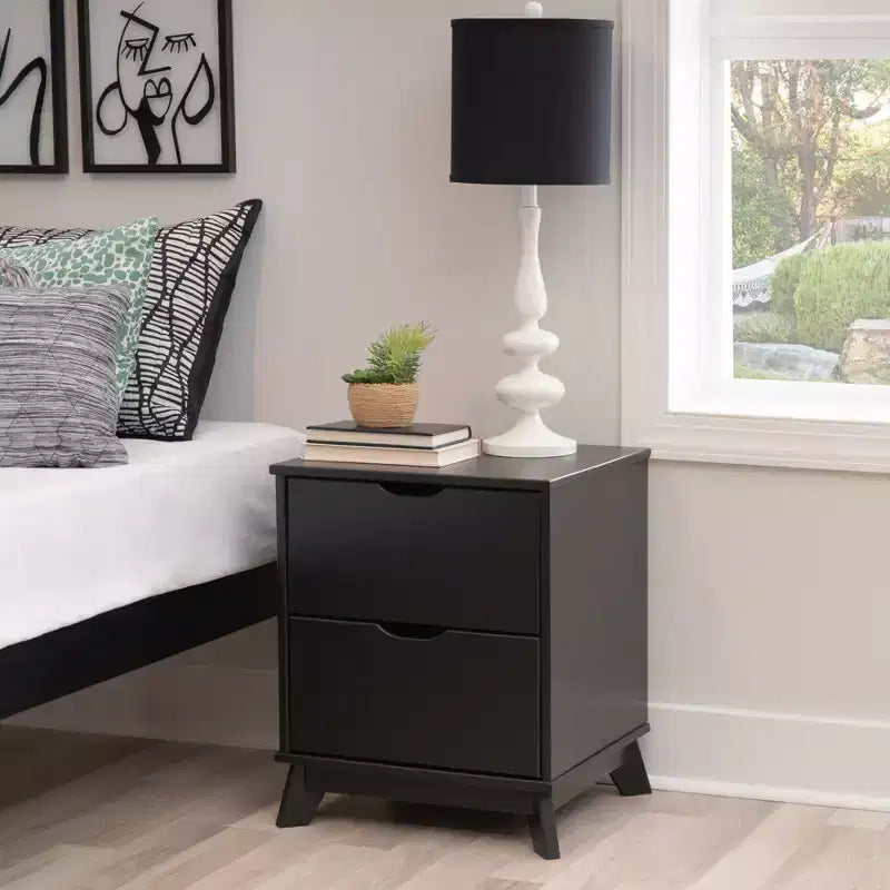Lit plateforme jumeau et table de chevet Powell Pensy