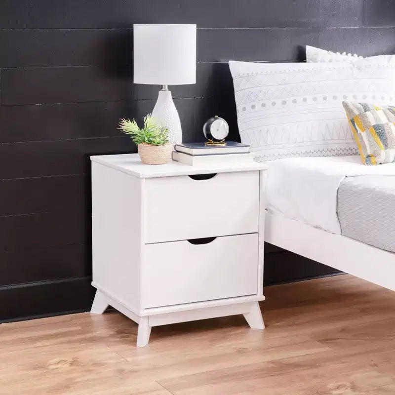 Lit plateforme jumeau et table de chevet Powell Pensy