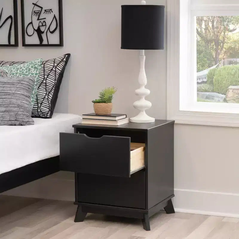 Lit plateforme jumeau et table de chevet Powell Pensy