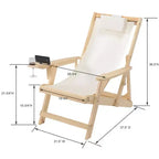 Chaise longue pliante en toile de la collection romantique Jiallo avec porte-gobelet, porte-bouteille et repose-pieds (lot de 4)