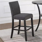 Table de bar ronde Biony 3 pièces 36 po au fini espresso avec 2 chaises de pub en tissu gris à têtes cloutées