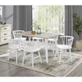 Alwynn White and Natural Wood 7-piece Dining Set, Dining Table with 6 Windsor Chairs