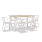 Ensemble de salle à manger Alwynn 7 pièces en bois blanc et naturel, table à manger avec 6 chaises Windsor