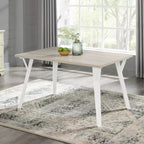 Ensemble de salle à manger Alwynn 7 pièces en bois blanc et naturel, table à manger avec 6 chaises Windsor