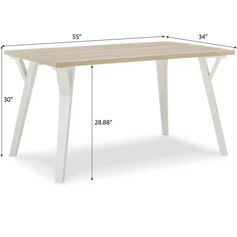 Ensemble de salle à manger Alwynn 7 pièces en bois blanc et naturel, table à manger avec 6 chaises Windsor