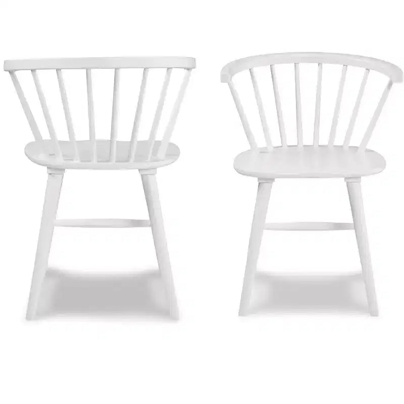 Ensemble de salle à manger Alwynn 7 pièces en bois blanc et naturel, table à manger avec 6 chaises Windsor