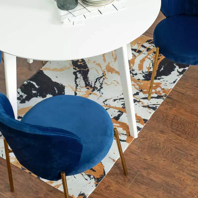Ensemble de salle à manger contemporain 3 pièces Amoa de Roundhill Furniture, table ronde blanche avec 2 chaises