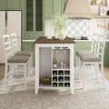 Whisen 5-Piece Multi-Functional Rubber Wood Counter Height Dining Set with 4 Padded Chairs