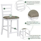 Ensemble de salle à manger Whisen 5 pièces multifonctionnel en bois d'hévéa à hauteur de comptoir avec 4 chaises rembourrées
