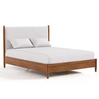 HOMES: Inside + Out Ensemble de chambre à coucher 3 pièces Riverstone Boucle Mid-Century Modern avec 2 tables de chevet Noyer