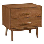 HOMES: Inside + Out Ensemble de chambre à coucher 3 pièces Riverstone Boucle Mid-Century Modern avec 2 tables de chevet Noyer