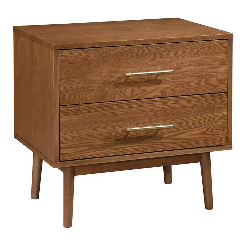 HOMES: Inside + Out Ensemble de chambre à coucher 3 pièces Riverstone Boucle Mid-Century Modern avec 2 tables de chevet Noyer