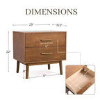HOMES: Inside + Out Ensemble de chambre à coucher 3 pièces Riverstone Boucle Mid-Century Modern avec 2 tables de chevet Noyer
